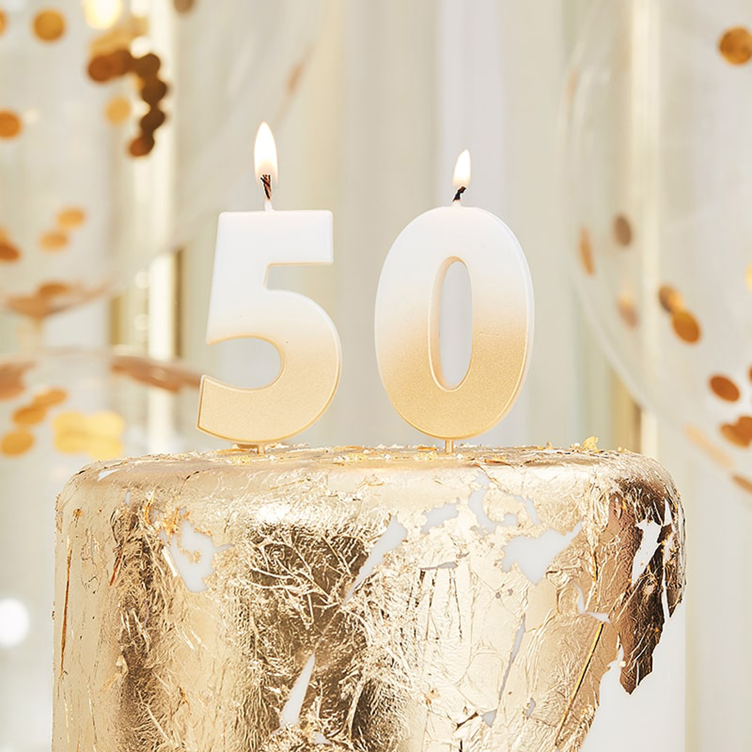 Bailym 50th Birthday Candles,Gold Number 50 Cake Topper for Birthday  Decorations Party Decoration