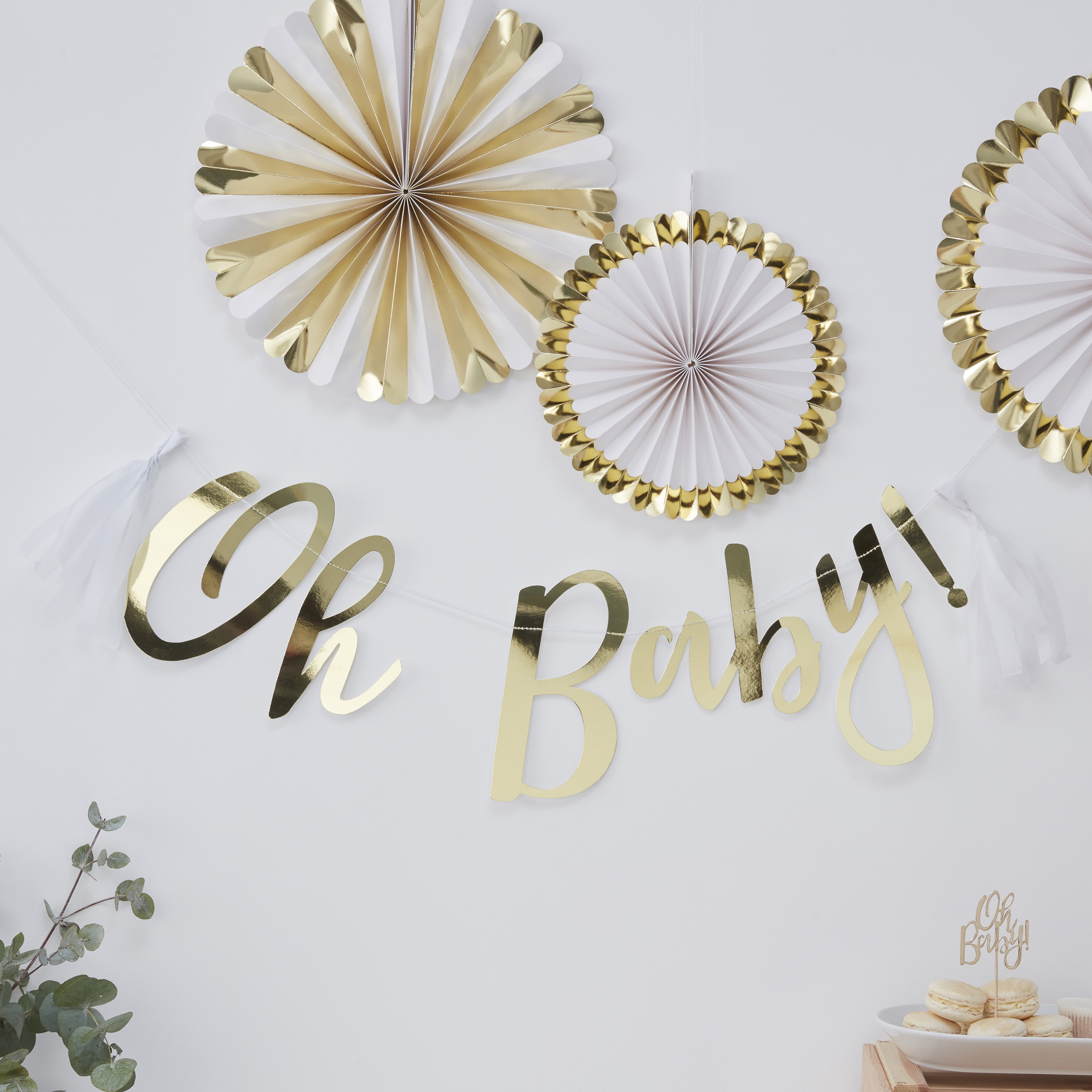 Gold foil 'Oh Baby!' Bunting for Baby Showers Ginger Ray Ginger Ray