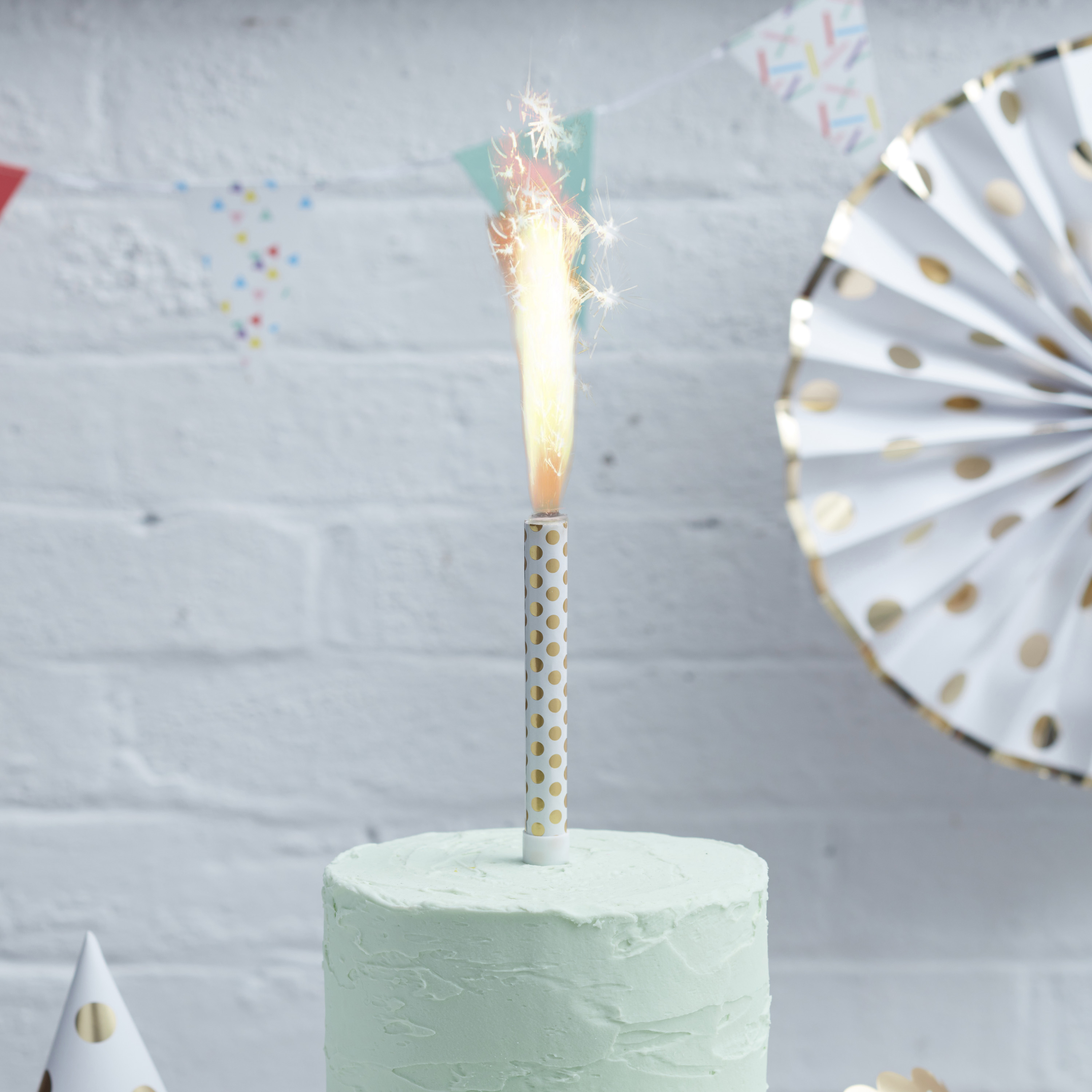 Gold Polka Dot Foiled Cake Fountain Candles | Ginger Ray