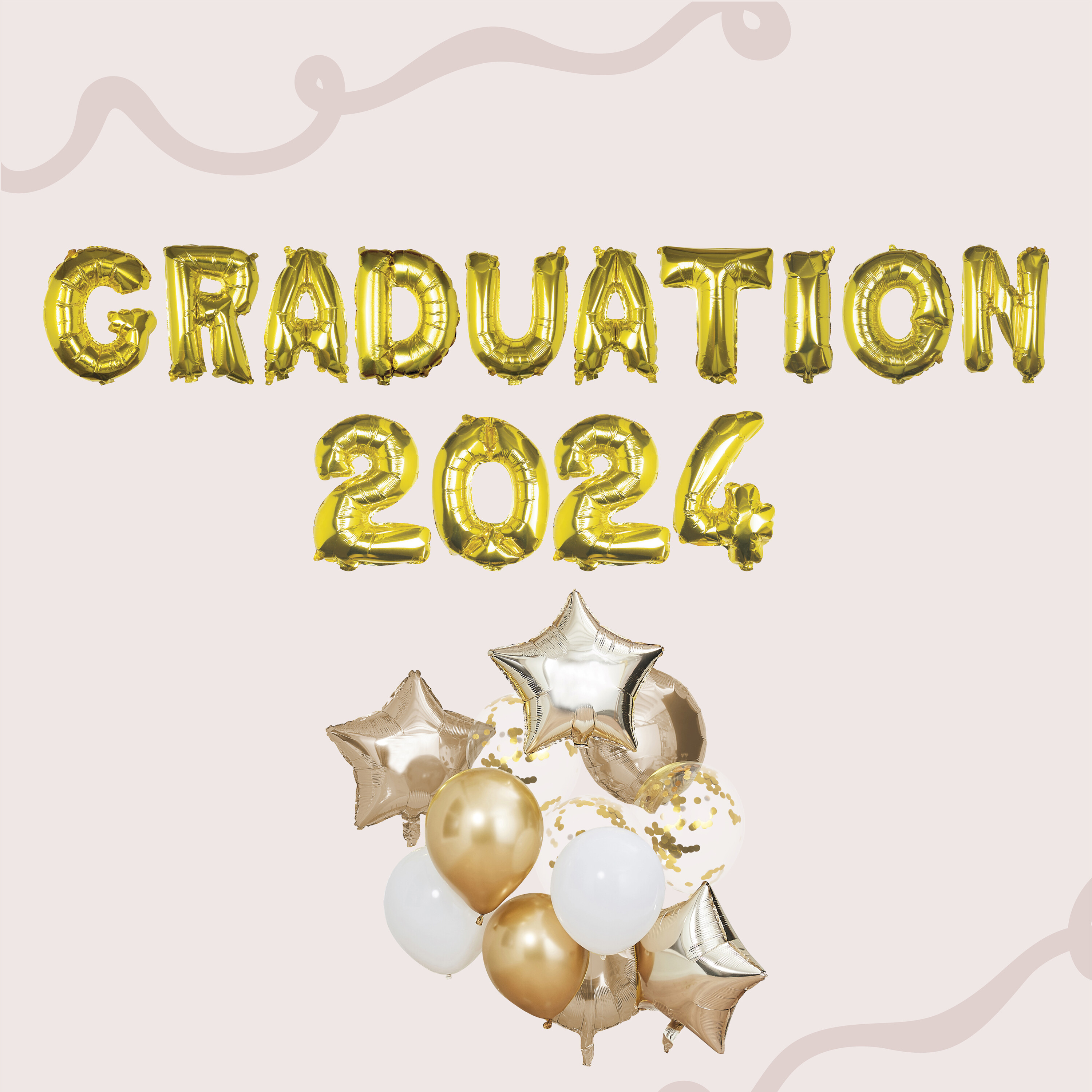 Gold Graduation 2024 Balloon Bundle Ginger Ray   Kit 527 1 